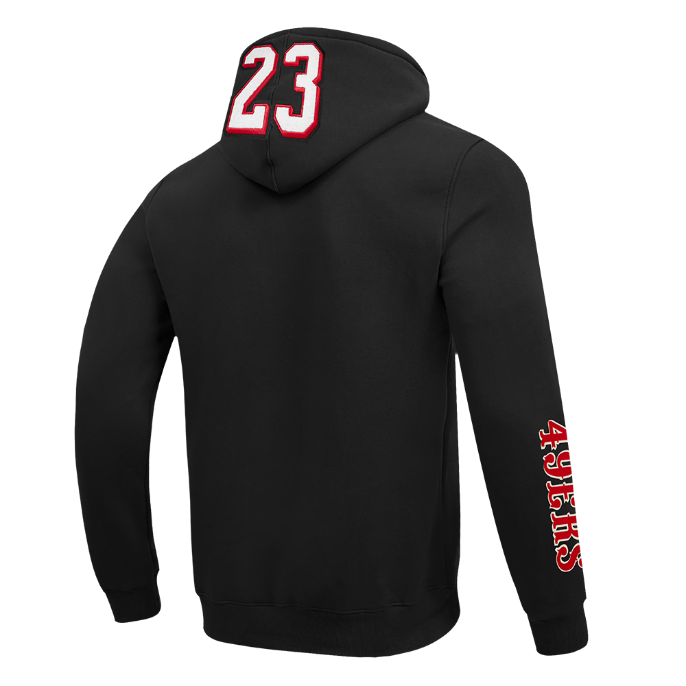 NFL SAN FRANCISCO 49ERS CHRISTIAN MCCAFFREY #23 REMIX AVATAR CHANDAIL À CAPUCHON EN MOLLETON POUR HOMME (NOIR)