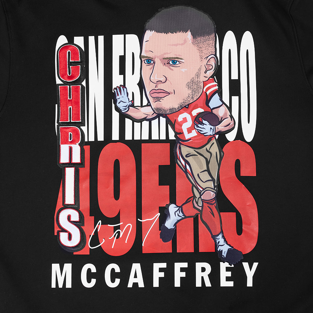 NFL SAN FRANCISCO 49ERS CHRISTIAN MCCAFFREY #23 REMIX AVATAR CHANDAIL À CAPUCHON EN MOLLETON POUR HOMME (NOIR)