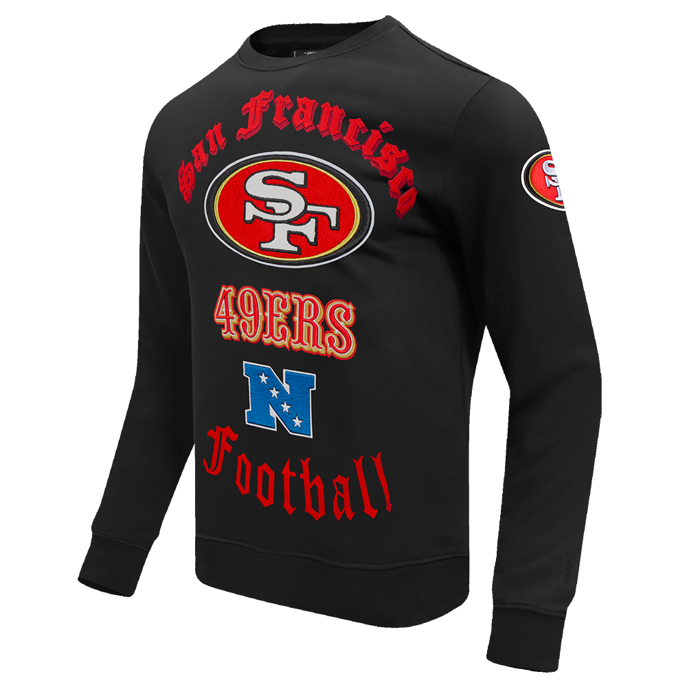 NFL SAN FRANCISCO 49ERS OLD ENGLISH MEN'S CREWNECK (BLACK)