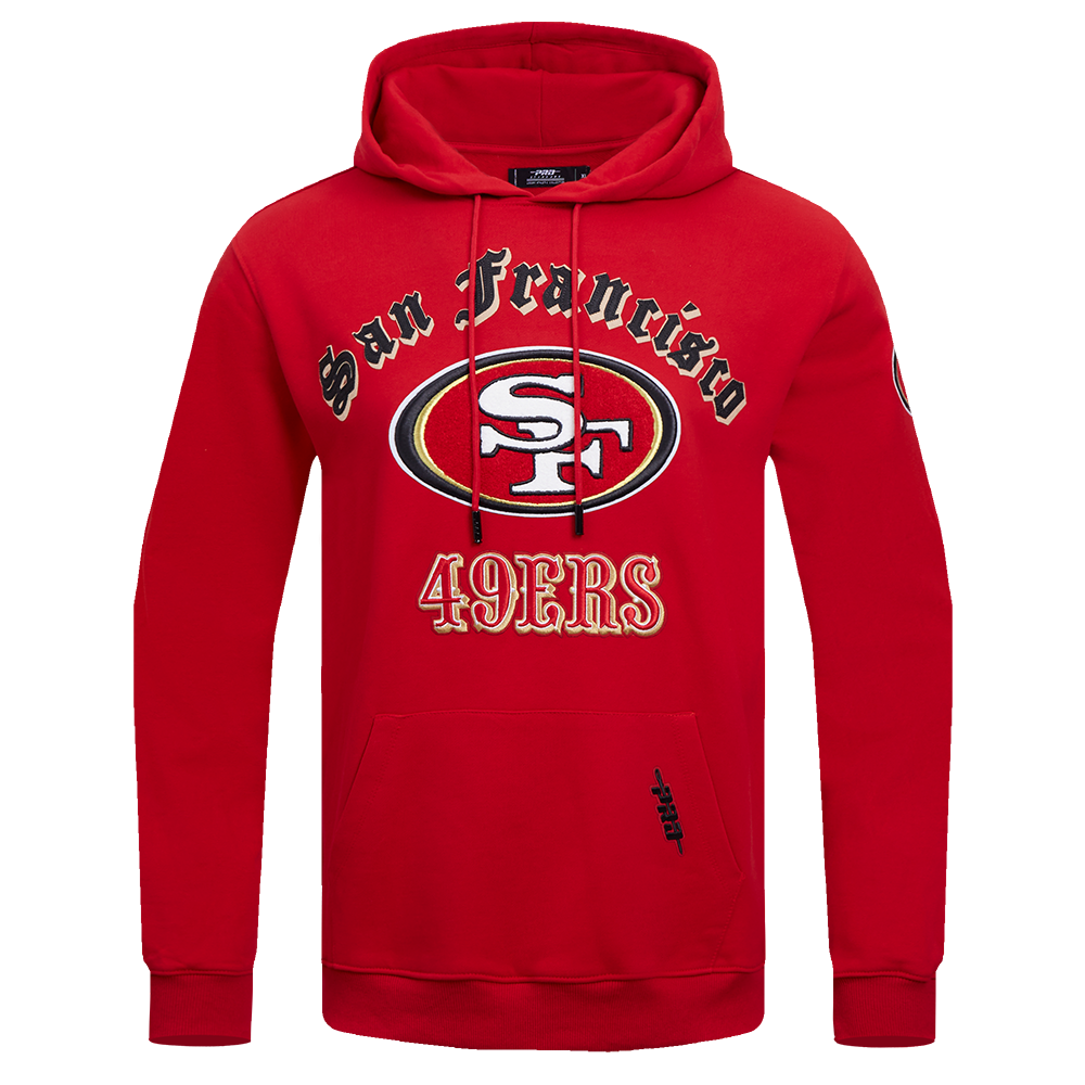 NFL SAN FRANCISCO 49ERS OLD ENGLISH MEN'S PULLOVER HOODIE (RED)