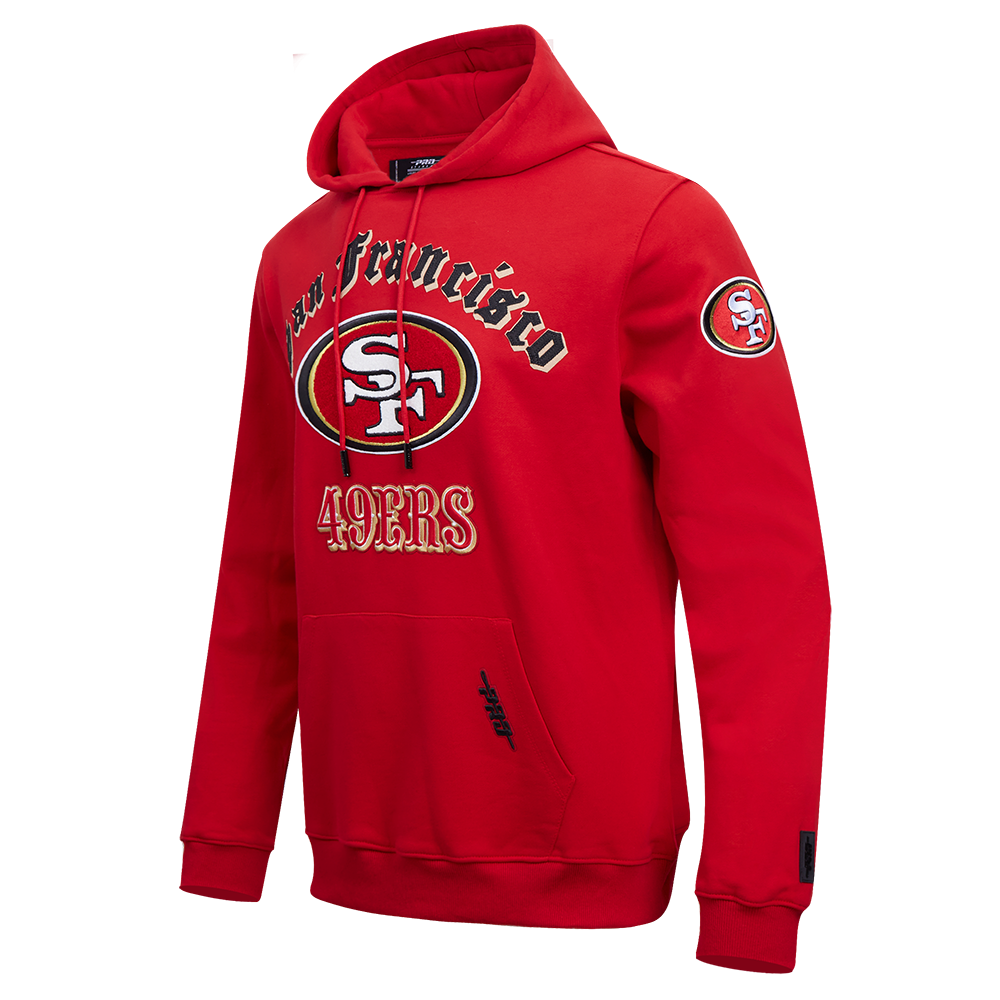 NFL SAN FRANCISCO 49ERS OLD ENGLISH MEN'S PULLOVER HOODIE (RED)
