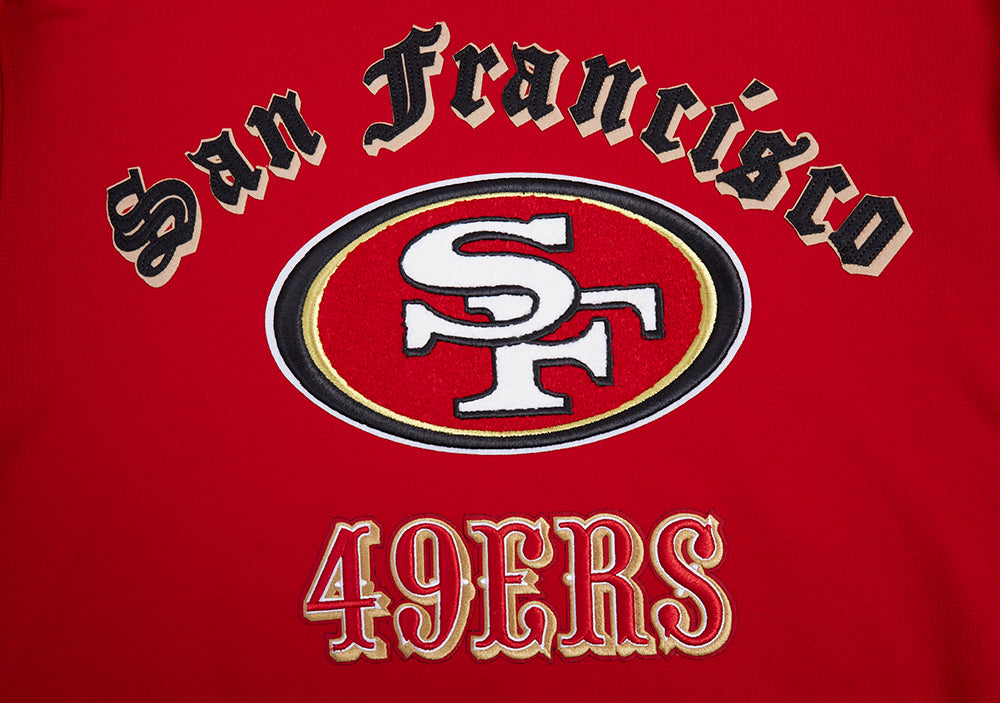 NFL SAN FRANCISCO 49ERS OLD ENGLISH CHANDAIL À CAPUCHON POUR HOMME (ROUGE)