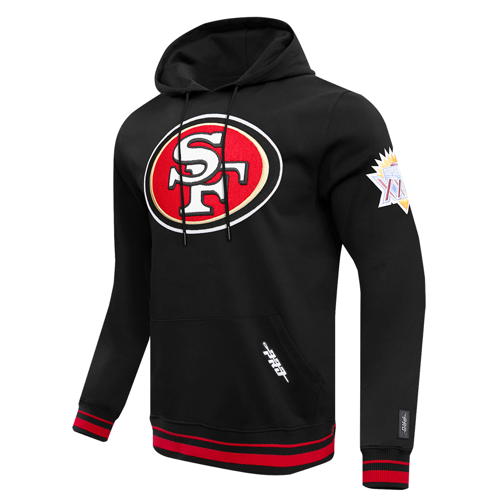 NFL SAN FRANCISCO 49ERS MASHUP MEN'S RIB PULLOVER HOODIE (BLACK/RED/BLACK)