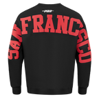 NFL SAN FRANCISCO 49ERS WINGSPAN MEN'S DROP SHOULDER FLEECE CREWNECK (BLACK)