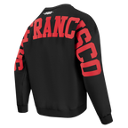 NFL SAN FRANCISCO 49ERS WINGSPAN MEN'S DROP SHOULDER FLEECE CREWNECK (BLACK)