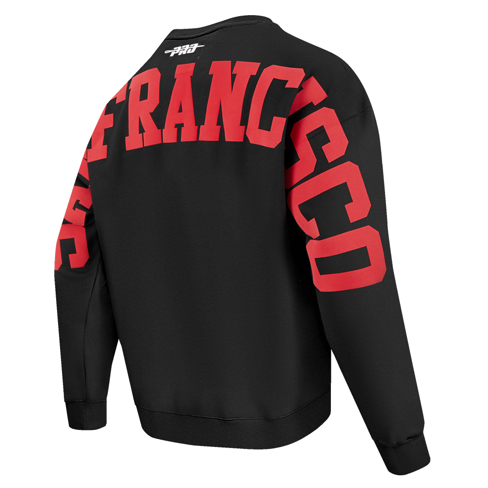 NFL SAN FRANCISCO 49ERS WINGSPAN MEN'S DROP SHOULDER FLEECE CREWNECK (BLACK)