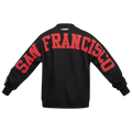 NFL SAN FRANCISCO 49ERS WINGSPAN MEN'S DROP SHOULDER FLEECE CREWNECK (BLACK)