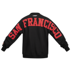 NFL SAN FRANCISCO 49ERS WINGSPAN MEN'S DROP SHOULDER FLEECE CREWNECK (BLACK)