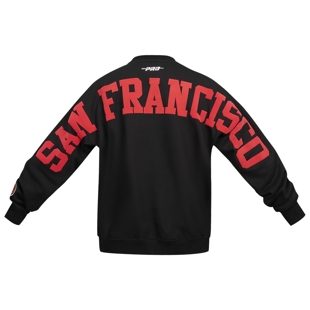 NFL SAN FRANCISCO 49ERS WINGSPAN MEN'S DROP SHOULDER FLEECE CREWNECK (BLACK)