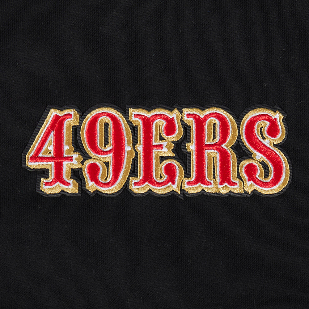NFL SAN FRANCISCO 49ERS WINGSPAN MEN'S DROP SHOULDER FLEECE CREWNECK (BLACK)