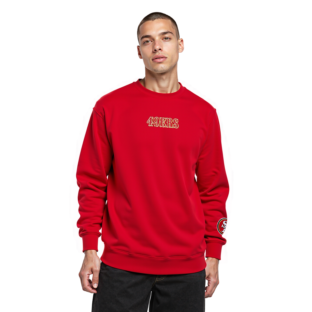 NFL SAN FRANCISCO 49ERS WINGSPAN CHANDAIL À COL ROND EN MOLLETON À ÉPAULES TOMBANTES POUR HOMME (ROUGE)