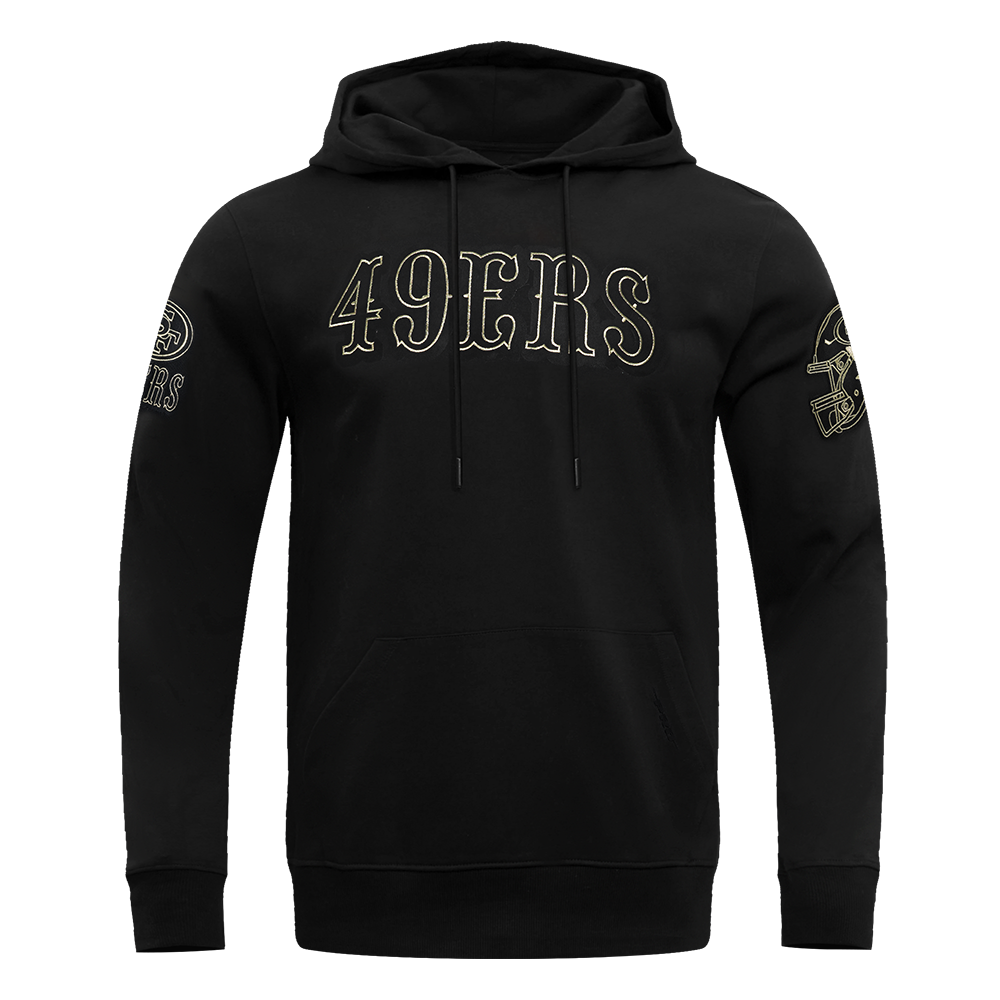 NFL SAN FRANCISCO 49ERS BLACK & GOLD MEN'S DOUBLE KNIT PULLOVER HOODIE (BLACK)
