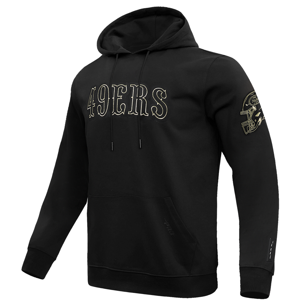 NFL SAN FRANCISCO 49ERS BLACK & GOLD MEN'S DOUBLE KNIT PULLOVER HOODIE (BLACK)