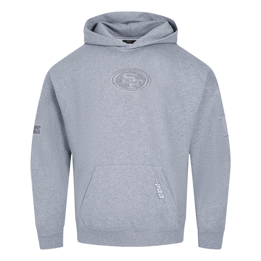 NFL SAN FRANCISCO 49ERS REVERSE FRENCH TERRY CHANDAIL À CAPUCHON EN MOLLETON À ÉPAULES TOMBANTES POUR HOMME (GRIS CHINÉ FONCÉ)