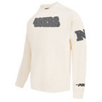 NFL SAN FRANCISCO 49ERS REVERSE FRENCH TERRY MEN'S DROP SHOULDER FLEECE CREWNECK (EGGSHELL)