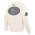 NFL SAN FRANCISCO 49ERS REVERSE FRENCH TERRY MEN'S DROP SHOULDER FLEECE CREWNECK (EGGSHELL)