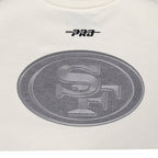 NFL SAN FRANCISCO 49ERS REVERSE FRENCH TERRY MEN'S DROP SHOULDER FLEECE CREWNECK (EGGSHELL)
