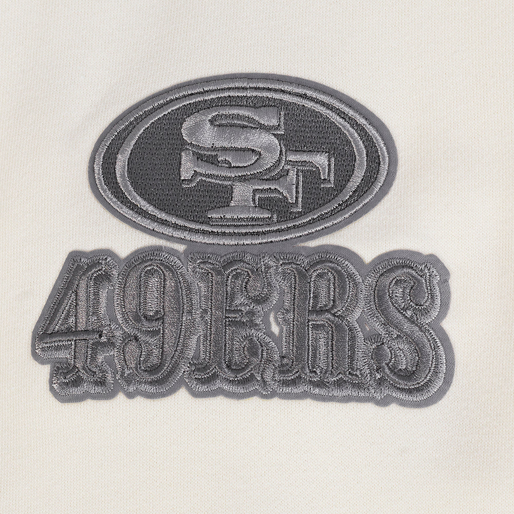 NFL SAN FRANCISCO 49ERS REVERSE FRENCH TERRY MEN'S DROP SHOULDER FLEECE CREWNECK (EGGSHELL)
