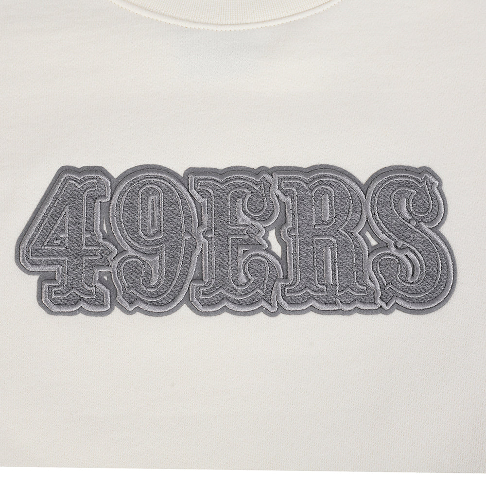 NFL SAN FRANCISCO 49ERS REVERSE FRENCH TERRY MEN'S DROP SHOULDER FLEECE CREWNECK (EGGSHELL)