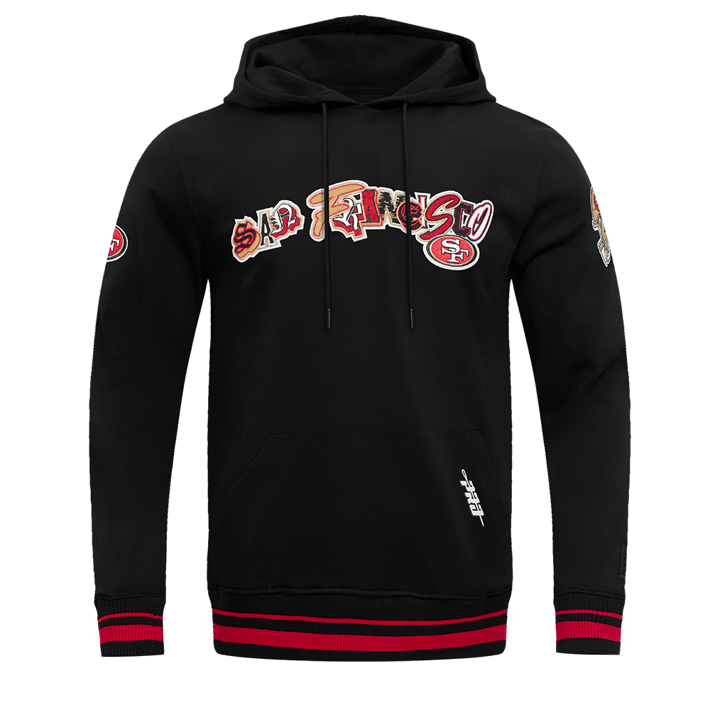NFL SAN FRANCISCO 49ERS CITY RANSOM CHANDAIL À CAPUCHON EN MOLLETON CÔTELÉ POUR HOMME (NOIR/ROUGE/NOIR)