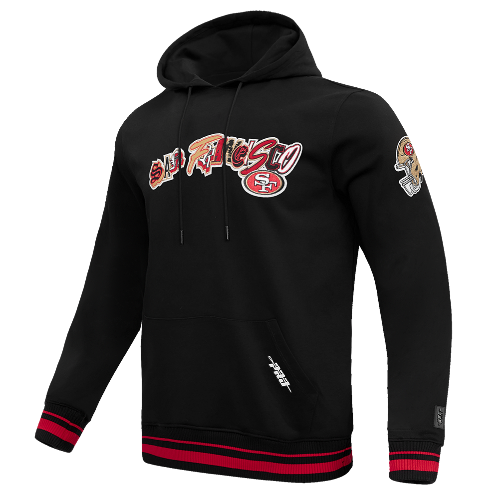 NFL SAN FRANCISCO 49ERS CITY RANSOM CHANDAIL À CAPUCHON EN MOLLETON CÔTELÉ POUR HOMME (NOIR/ROUGE/NOIR)