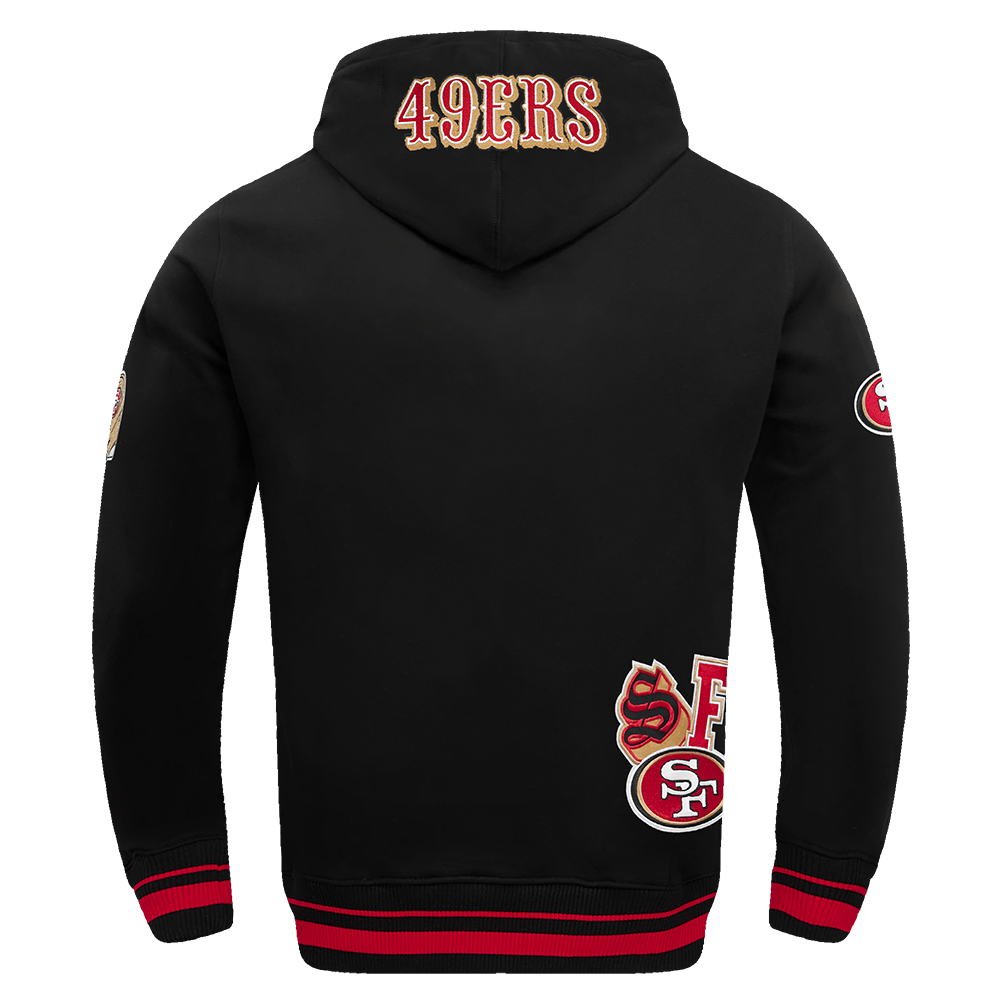 NFL SAN FRANCISCO 49ERS CITY RANSOM CHANDAIL À CAPUCHON EN MOLLETON CÔTELÉ POUR HOMME (NOIR/ROUGE/NOIR)