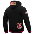 NFL SAN FRANCISCO 49ERS CITY RANSOM CHANDAIL À CAPUCHON EN MOLLETON CÔTELÉ POUR HOMME (NOIR/ROUGE/NOIR)