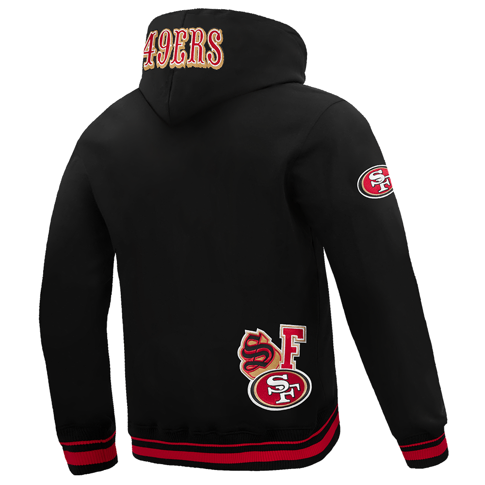 NFL SAN FRANCISCO 49ERS CITY RANSOM CHANDAIL À CAPUCHON EN MOLLETON CÔTELÉ POUR HOMME (NOIR/ROUGE/NOIR)