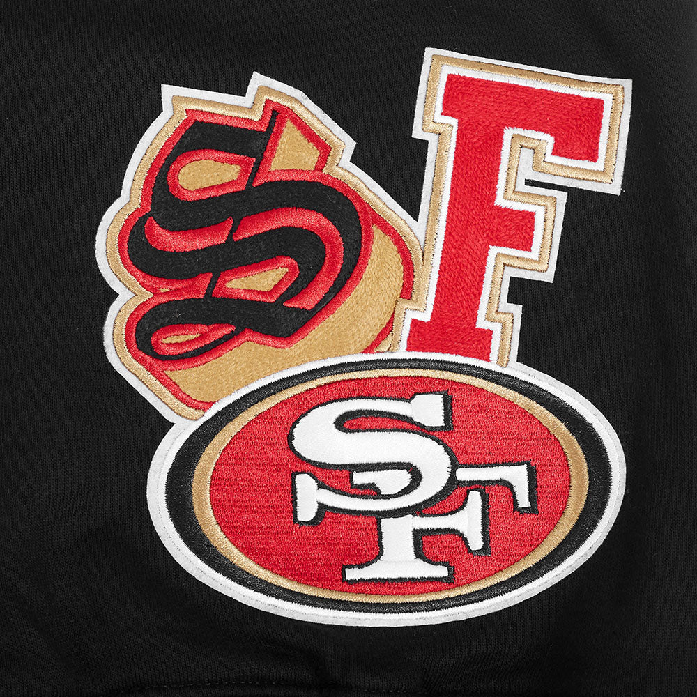 NFL SAN FRANCISCO 49ERS CITY RANSOM CHANDAIL À CAPUCHON EN MOLLETON CÔTELÉ POUR HOMME (NOIR/ROUGE/NOIR)