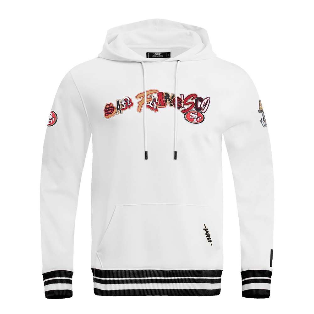 NFL SAN FRANCISCO 49ERS CITY RANSOM CHANDAIL À CAPUCHON EN MOLLETON CÔTELÉ POUR HOMME (BLANC/NOIR)