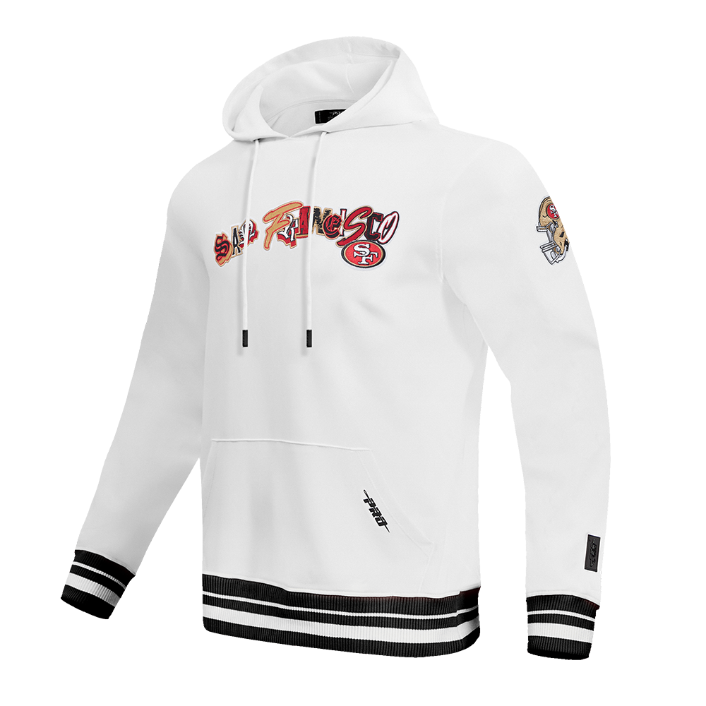 NFL SAN FRANCISCO 49ERS CITY RANSOM CHANDAIL À CAPUCHON EN MOLLETON CÔTELÉ POUR HOMME (BLANC/NOIR)