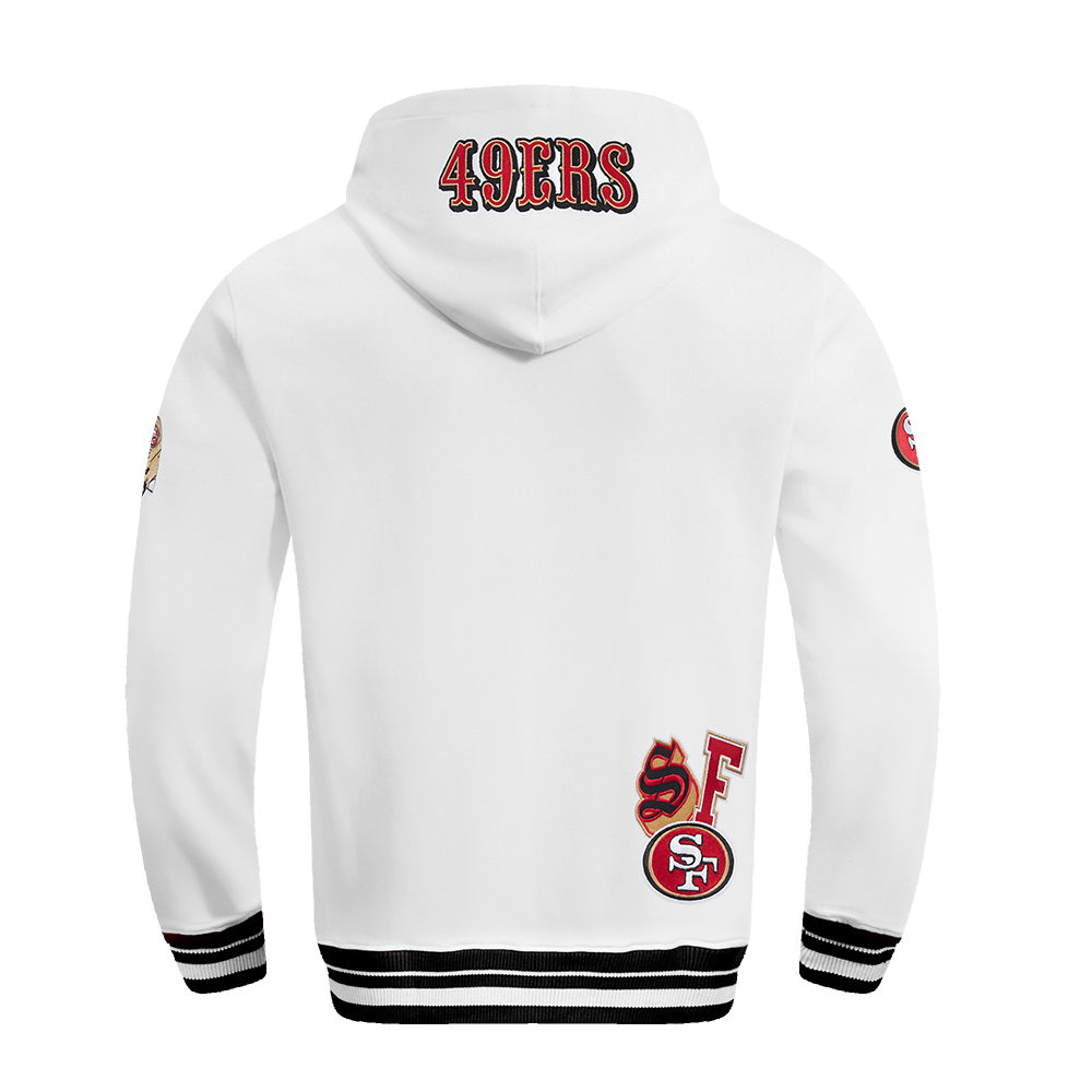 NFL SAN FRANCISCO 49ERS CITY RANSOM CHANDAIL À CAPUCHON EN MOLLETON CÔTELÉ POUR HOMME (BLANC/NOIR)