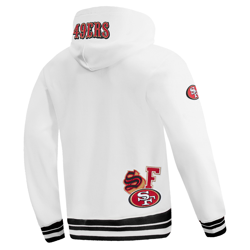 NFL SAN FRANCISCO 49ERS CITY RANSOM CHANDAIL À CAPUCHON EN MOLLETON CÔTELÉ POUR HOMME (BLANC/NOIR)