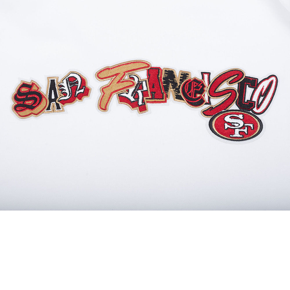 NFL SAN FRANCISCO 49ERS CITY RANSOM CHANDAIL À CAPUCHON EN MOLLETON CÔTELÉ POUR HOMME (BLANC/NOIR)