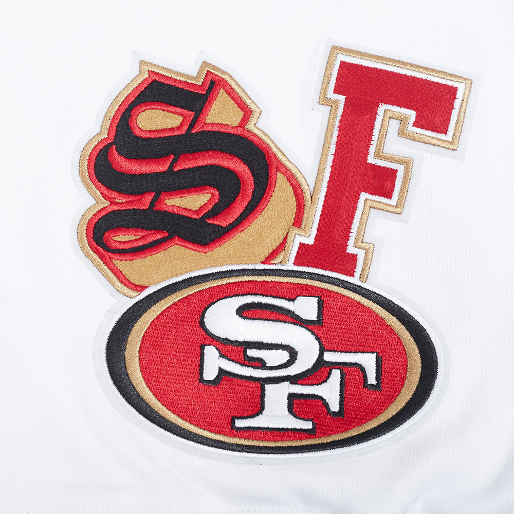 NFL SAN FRANCISCO 49ERS CITY RANSOM CHANDAIL À CAPUCHON EN MOLLETON CÔTELÉ POUR HOMME (BLANC/NOIR)