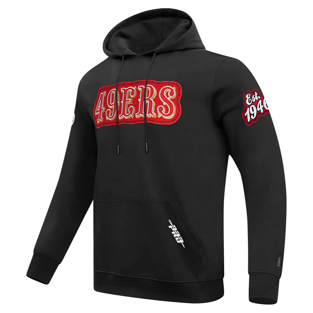 NFL SAN FRANCISCO 49ERS DIY PICK STITCH MEN'S DOUBLE KNIT PULLOVER HOODIE (BLACK)