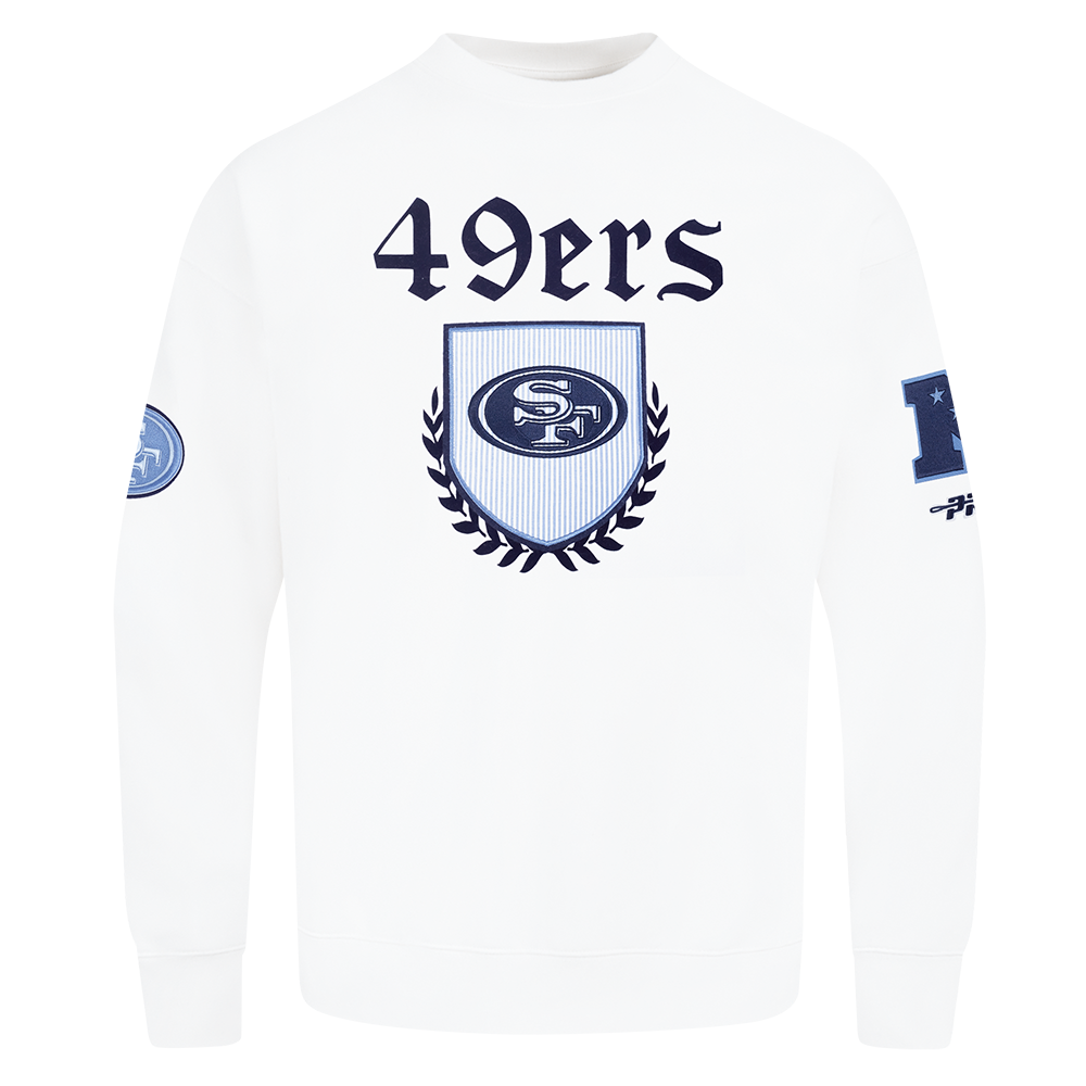NFL SAN FRANCISCO 49ERS COUNTRY CLUB MEN'S DROP SHOULDER FLEECE CREWNECK (WHITE)