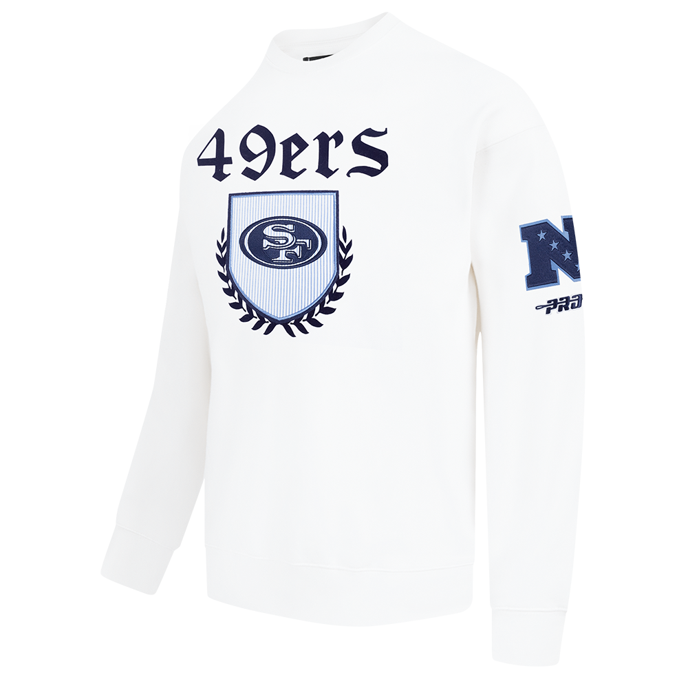 NFL SAN FRANCISCO 49ERS COUNTRY CLUB MEN'S DROP SHOULDER FLEECE CREWNECK (WHITE)