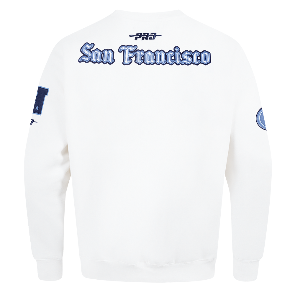 NFL SAN FRANCISCO 49ERS COUNTRY CLUB MEN'S DROP SHOULDER FLEECE CREWNECK (WHITE)
