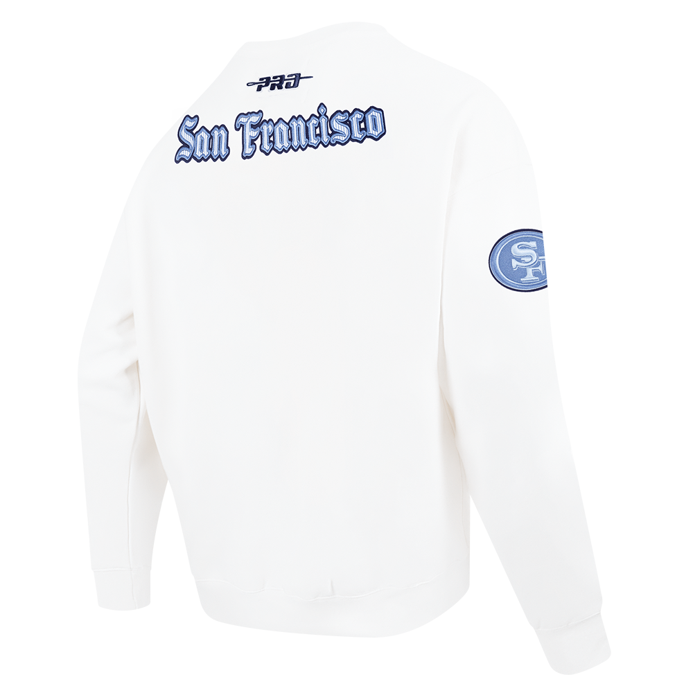 NFL SAN FRANCISCO 49ERS COUNTRY CLUB MEN'S DROP SHOULDER FLEECE CREWNECK (WHITE)