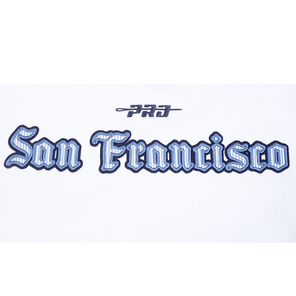 NFL SAN FRANCISCO 49ERS COUNTRY CLUB MEN'S DROP SHOULDER FLEECE CREWNECK (WHITE)