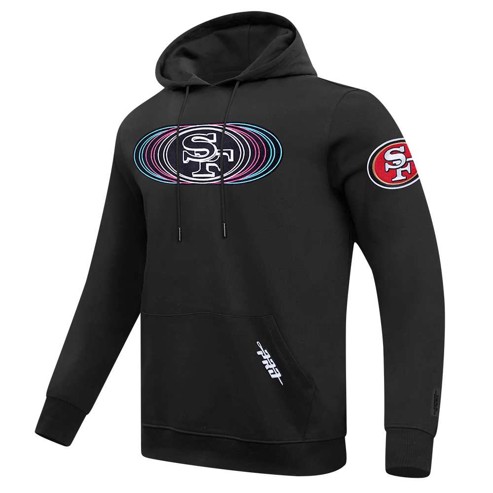 NFL SAN FRANCISCO 49ERS ECHO LOGO MEN'S FLEECE PULLOVER HOODIE (BLACK)