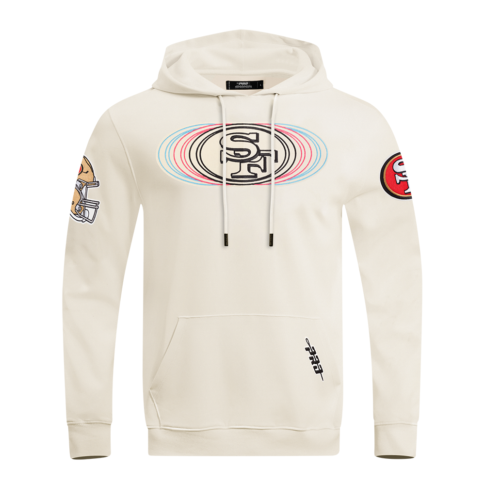 NFL SAN FRANCISCO 49ERS ECHO LOGO MEN'S FLEECE PULLOVER HOODIE (EGGSHELL)