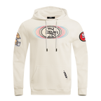 NFL SAN FRANCISCO 49ERS ECHO LOGO MEN'S FLEECE PULLOVER HOODIE (EGGSHELL)