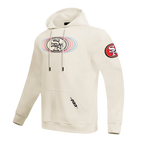NFL SAN FRANCISCO 49ERS ECHO LOGO MEN'S FLEECE PULLOVER HOODIE (EGGSHELL)