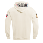 NFL SAN FRANCISCO 49ERS ECHO LOGO MEN'S FLEECE PULLOVER HOODIE (EGGSHELL)