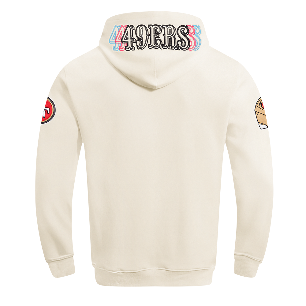 NFL SAN FRANCISCO 49ERS ECHO LOGO MEN'S FLEECE PULLOVER HOODIE (EGGSHELL)