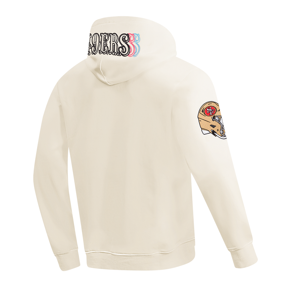 NFL SAN FRANCISCO 49ERS ECHO LOGO MEN'S FLEECE PULLOVER HOODIE (EGGSHELL)