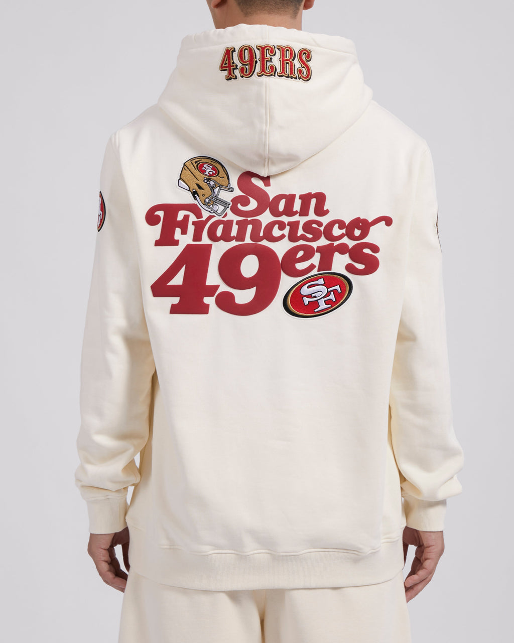 NFL SAN FRANCISCO 49ERS SOUVENIR MEN'S FLEECE PULLOVER HOODIE (EGGSHELL)