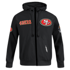 NFL SAN FRANCISCO 49ERS CLASSIC WIND SUIT MEN'S WOVEN FULL ZIP PULLOVER HOODIE (BLACK)